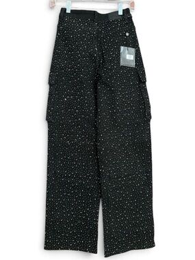Balboa Los Angeles Rhinestone Embellished Cargo Stacked Pocket Jeans Sz XS